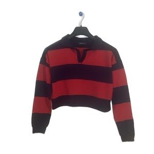 RED & Blue Long Sleeve Crop Top | Streetwear Society